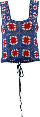 Tricult Blue Square Crochet Crop Top