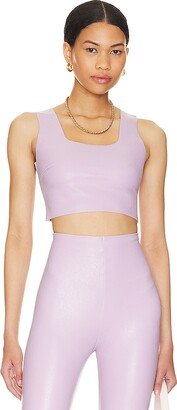 Faux Leather Squareneck Crop Top