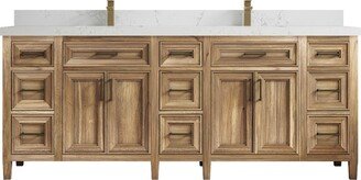 Willow Collections 84 x 22 Santa Monica Teak Double Bowl Sink Bathroom Vanity in Whitewashed with Countertop