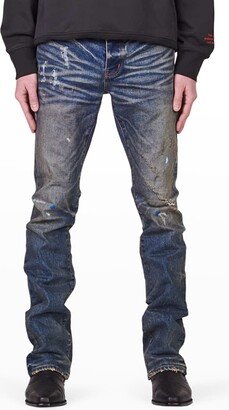 Men's Distressed Whiskered Straight-Leg Jeans