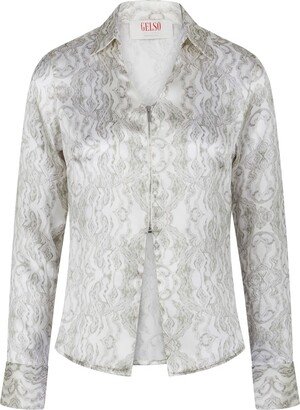 Gelso Milano Desert Zip 100% Silk Blouse