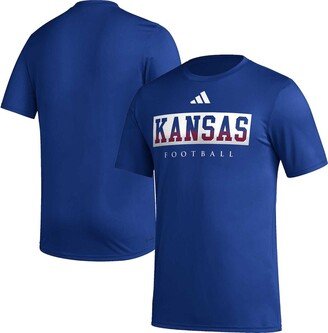 Men's Royal Kansas Jayhawks Football Practice Aeroready Pregame T-shirt