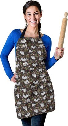 Sloth Pattern Apron - Printed Cute Print Custom With Name/Monogram Perfect Gift For Lover