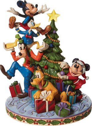 Enesco Disney Traditions by Jim Shore The Fab Five Decorating The Christmas Tree Lit Figurine