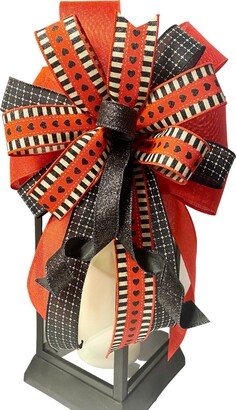 Valentine Bow, Valentines Day Decorations, Mailbox Lantern Red & Black Bow For Wreath, Decor