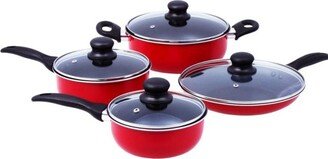 Lexi Home 8-Piece Aluminum Non-Stick Cookware Set - Red, Black