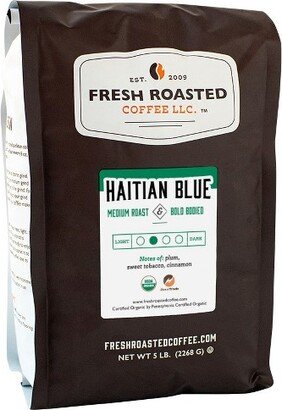 Fresh Roasted Coffee, Organic Haitian Blue Coffee, Medium Roast Whole Bean - 5lb