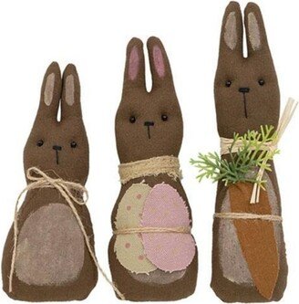 3/Set Primitive Chocolate Bunny Family - 8.5” high