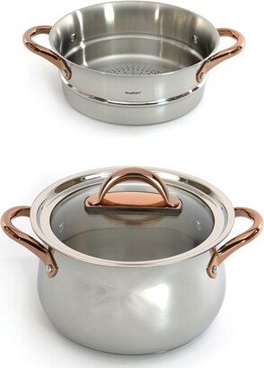 Ouro Gold 3Pc 18/10 Stainless Steel Steamer Set, Glass Lids