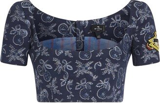 Floral Jacquard Cropped Top