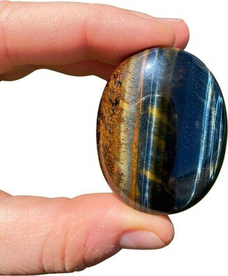 Mixed Tigers Eye Polished Oval Palm Stone - 1.75