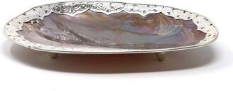 Caviar Serving Palette - Silver Ornate Rim, Pink Shell