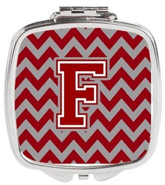 CJ1049-FSCM Letter F Chevron Maroon & White Compact Mirror, 3 x 0.3 x 2.75 in.