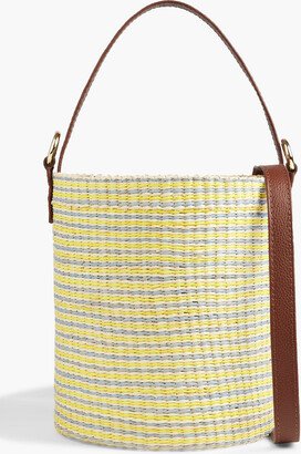Leather-trimmed straw bucket bag-AA