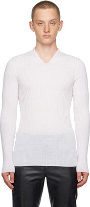 White V-Neck Sweater-AB