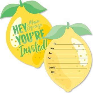 Big Dot of Happiness So Fresh - Lemon - Shaped Fill-in Invitations - Citrus Lemonade Party Invitation Cards with Envelopes - Set of 12