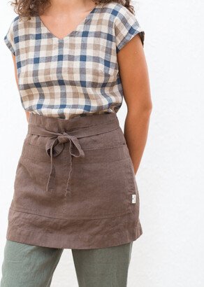 Linen Cafe Apron/Handmade Linen Short Available in 40 Colors