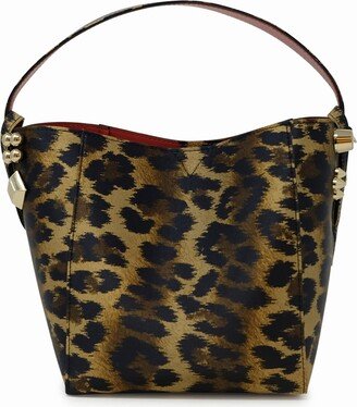 Leopard Crepe Satin Cabachic Mini Bucket Bag