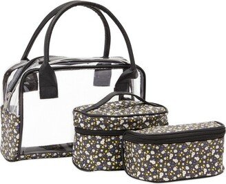 Glamlily 3 Piece Set Daisy Floral Makeup Bag for Travel (3 Sizes)