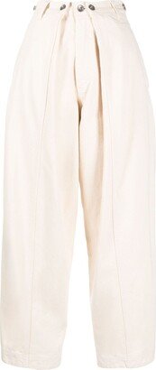 Canned box-pleat tapered trousers