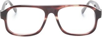 Moncler Eyewear Tortoiseshell-Effect Rectangle-Frame Glasses