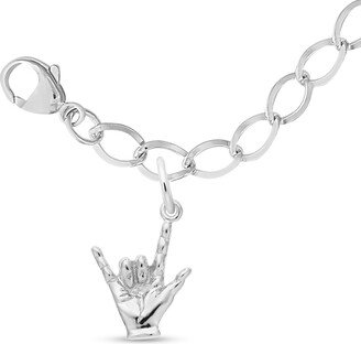 Rembrandt Charms® I Love You Hand Sign Bracelet in Sterling Silver