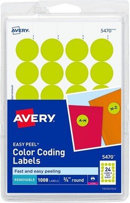 Easy Peel Laser Color Coding Labels 3/4 Dia. Neon Yellow 24/Sheet 538090