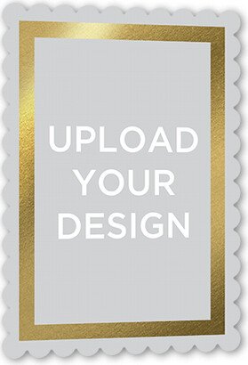 Wedding Invitations: Upload Your Own Foil Design Portrait Wedding Invitation, Gold Foil, Pearl Shimmer Cardstock, Scallop