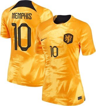 Women's Memphis Depay Orange Netherlands National Team 2022/23 Home Breathe Stadium Replica Player Jersey