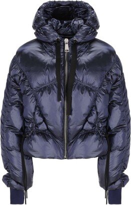 Zipped Hooded Drawstring Puffer Jacket-AA