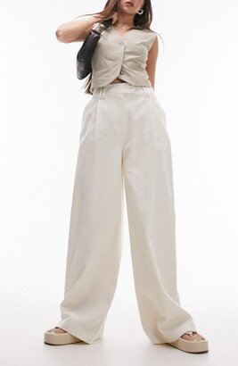 High Waist Cotton Wide Leg Trousers