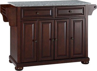 Alexandria Solid Granite Top Kitchen Island - Vintage Mahogany