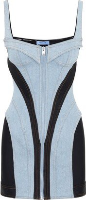 Corset Panelled Denim Mini Dress