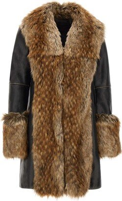 Faux-Fur Trim Panelled Long Sleeved Coat