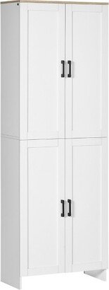 HOMCOM 72 Freestanding Kitchen Pantry, 4-Door Storage Cabinet Organizer with Adjustable Shelves, Kitchen Cabinet with Doors and Shelves, White