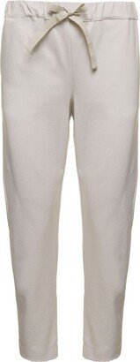 'Roma' White Jogger Pants with Drawstring in Viscose Blend Woman