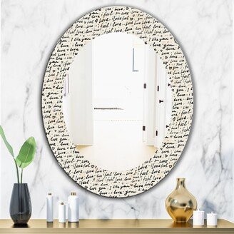 Designart 'I Feel Love Text Pattern' Printed Bohemian and Eclectic Oval or Round Wall Mirror - Multi