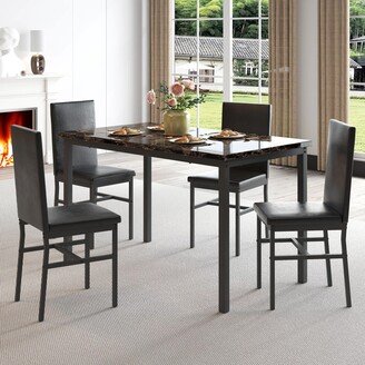 5 Piece Kitchen Table & Chairs Set, Dining Table Set for 4|C