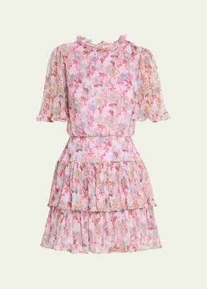 Ava D Tiered Ruffle Silk Mini Dress