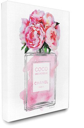 Stupell Glam Perfume Bottle V2 Flower Silver Pink Peony Canvas Art