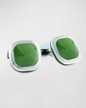 Men's Aventurine Cushion Cufflinks