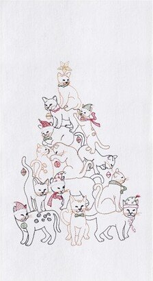 Cat Christmas Tree Flour Sack Kitchen Towel