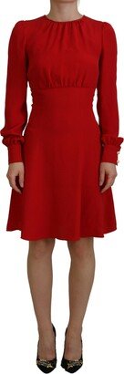 Red Silk Sheath A-line Knee Length Women's Dress