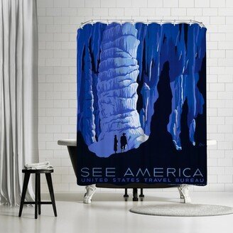 71 x 74 Shower Curtain, Vintage See America Travel by Samantha Ranlet