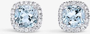 Bucherer Fine Jewellery Womens White Gold Rounded 18ct White-gold, 1.4ct Aquamarine and 0.2ct Brilliant-cut Diamond Earrings