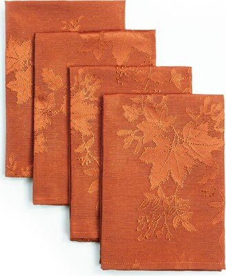 Benson Mills Countryside leaves raised jacquard napkins set of 4 rust 18 X 18