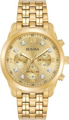 Men's Gold-Tone Genuine Diamond Chronograph Watch, 40mm - 0.0228 ctw