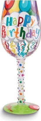 Curata Hand-Painted Happy Birthday Wine Glass