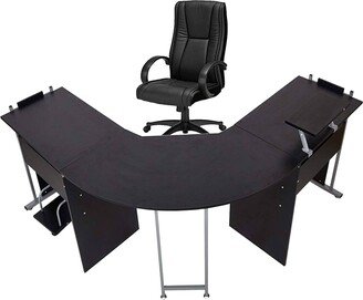 TONWIN 71 L-Shaped Gaming Desk -Large Desktop 22 W Wood Curved Corner Desk