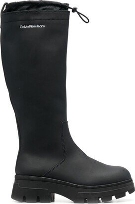 Drawstring Knee-High Rain Boots